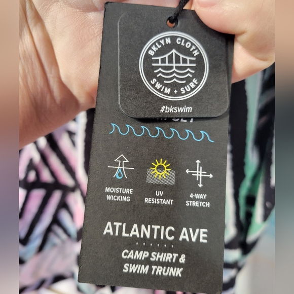 Brooklyn Cloth NWOT Multicolor 2‎ Pc Set Swim Trunks & Camp Shirt Mens Size L - Picture 11 of 11